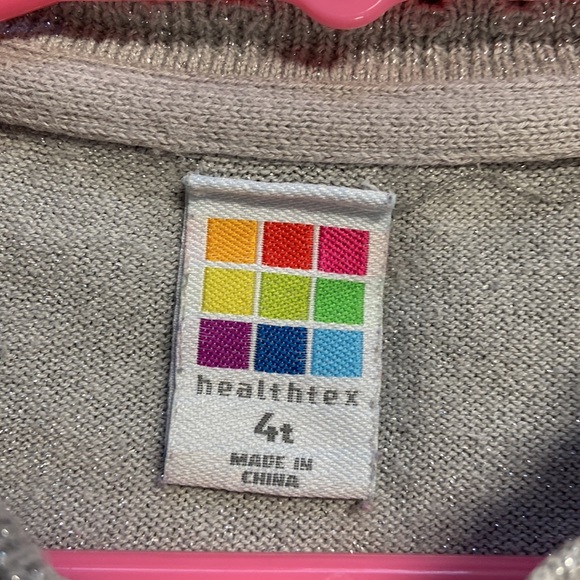 🔴Free if bundled Healthtex 4T Girls button up cardigan ❤️ gray & silver sparkle - Picture 7 of 15